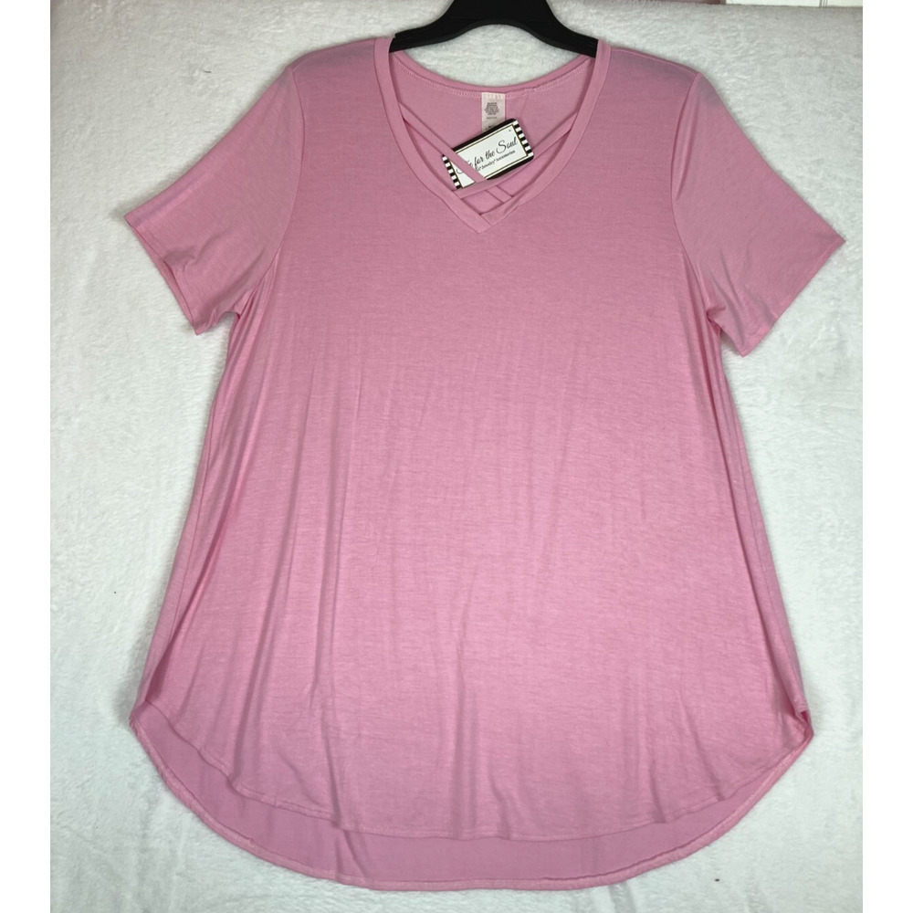 Tee‎ For The Soul Pink Short Sleeve Top 3XL NWT Casual Comfort